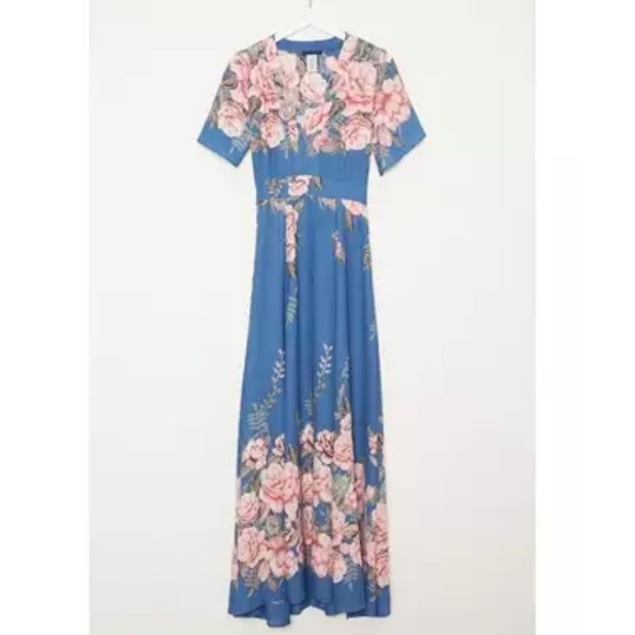 NWOT A Love Like You Floral Border Plunge Maxi - Picture 1 of 4